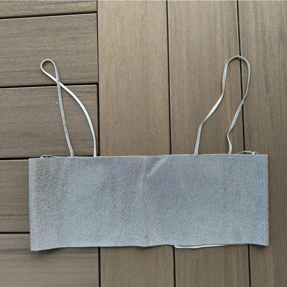 Bedazzled Silver Crop Top